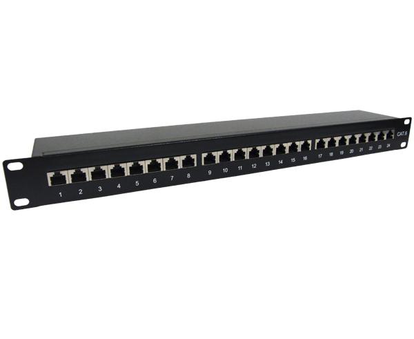 Shielded CAT6 Patch Panel, 24 Port, 1U Rack Mount