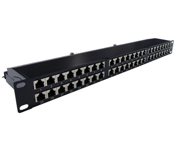 Shielded CAT6 Patch Panel, 48 Port, 1U Rack Mount