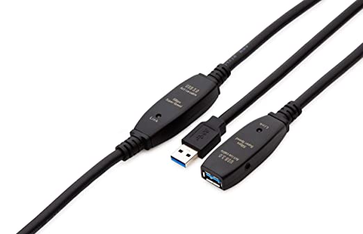 MutecPower 50 Feet Active USB Extension Cable 3.0 Male to Female with 2 Extension chipsets Signal Booster - Active Extension/Repeater Cord 65 Feet (AC Power Supply Included)