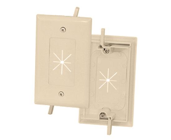 Feed-Through Wall Plate w/ Flexible Opening, Single Gang