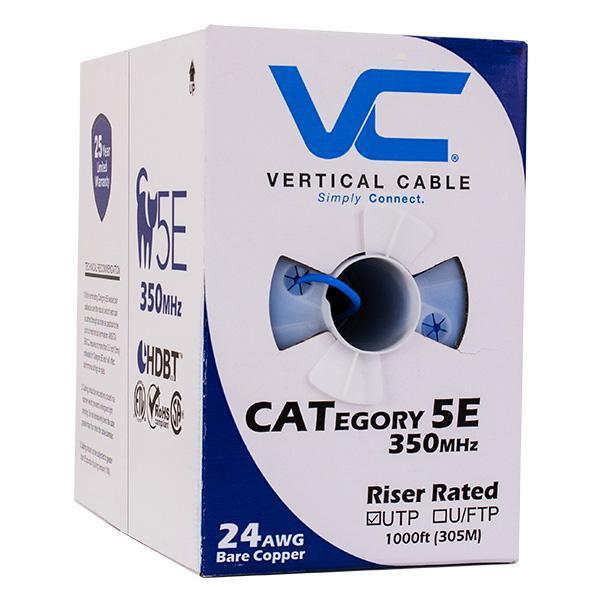 Vertical Cable CAT5E Riser Bulk Ethernet Cable, CMR UL Listed Solid Copper UTP, 24 AWG 1000FT