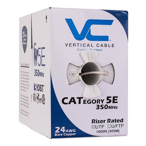 Vertical Cable CAT5E Riser Bulk Ethernet Cable, CMR UL Listed Solid Copper UTP, 24 AWG 1000FT