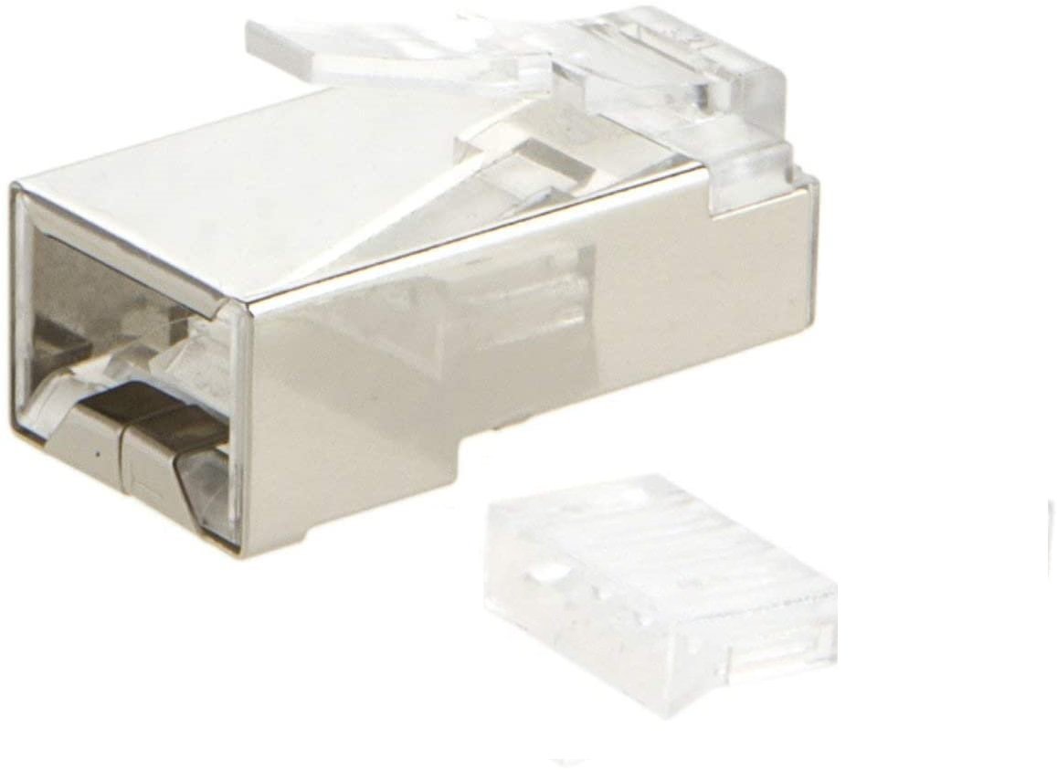 Cat 6A RJ45 Modular Plug (Two-Piece Suit), Shielded FTP Network Connector for Solid Wire and Standard Cable - 50pcs in Jar