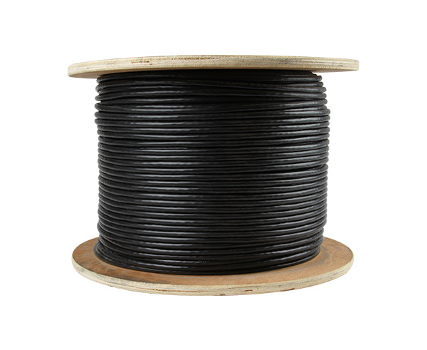 RG6 CATV Dual Shield Direct Burial Coaxial Cable, 18 AWG CCS, CM, 60% AL Wire Braid, AL Foil Shield, Black, 925FT