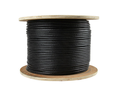 RG6 CATV Dual Shield Direct Burial Coaxial Cable, 18 AWG CCS, CM, 60% AL Wire Braid, AL Foil Shield, Black, 925FT