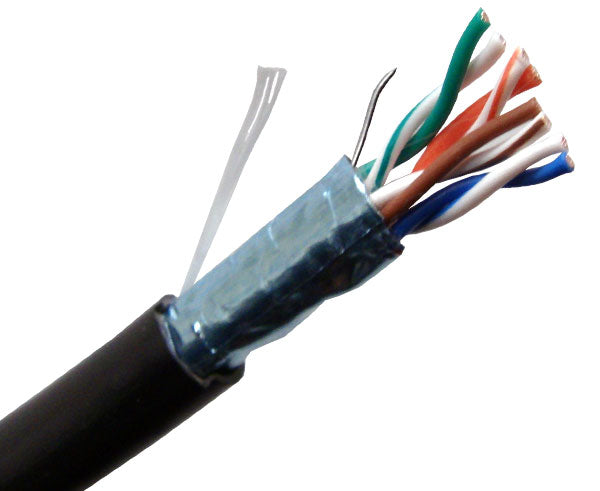 CAT5E Bulk Stranded Ethernet Cable, Shielded Bare Copper CM, 24 AWG 1000FT