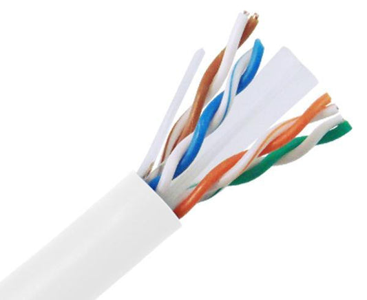 CAT6A Riser Bulk Ethernet Cable, Solid Copper UTP CMR, 23AWG 1000FT, WH