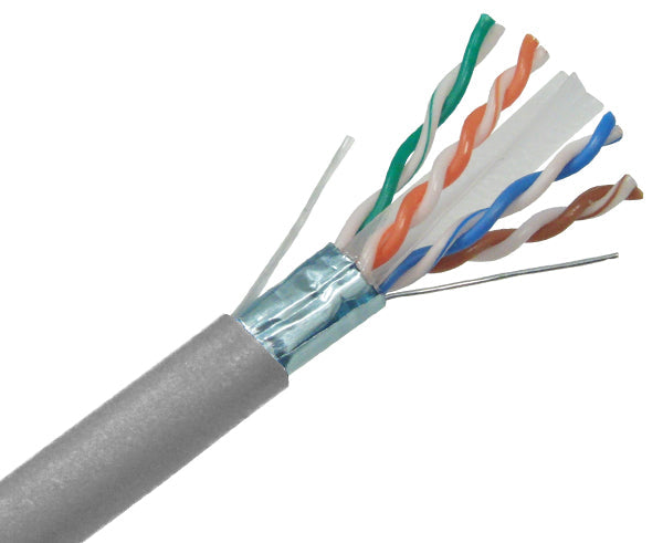 CAT6A Plenum Bulk Ethernet Cable, CMP, Shielded Solid Copper Conductors, 23AWG 1000FT