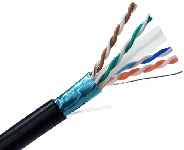 CAT6A Outdoor Bulk Ethernet Cable, Direct Burial Shielded Solid Copper, 23 AWG 1000FT