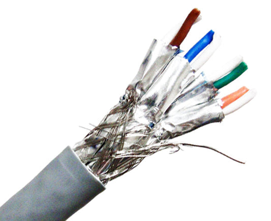 CAT7 Bulk Ethernet Cable, 10G Indoor Dual Shielded Solid Copper S/FTP CMR, 23 AWG 1000FT