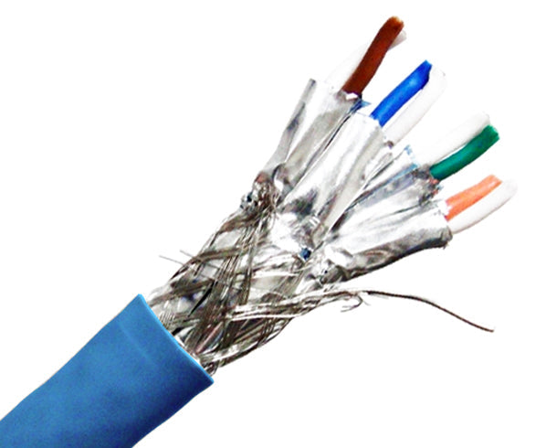 CAT7 Bulk Ethernet Cable, 10G Indoor Dual Shielded Solid Copper S/FTP CMR, 23 AWG 1000FT