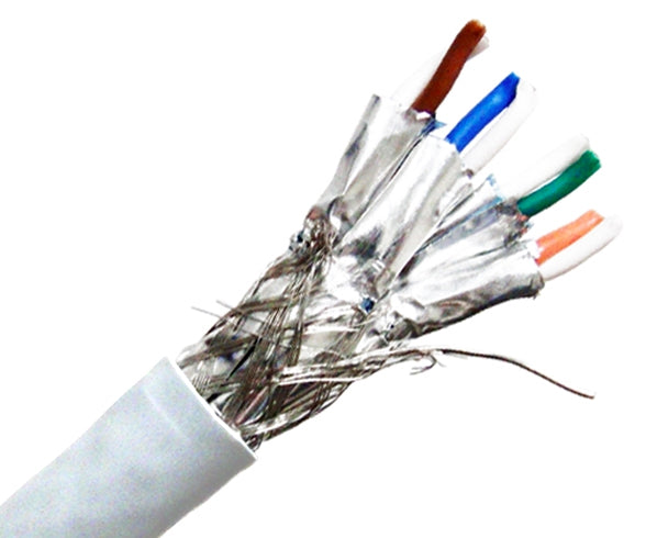 CAT7 Bulk Ethernet Cable, 10G Indoor Dual Shielded Solid Copper S/FTP CMR, 23 AWG 1000FT