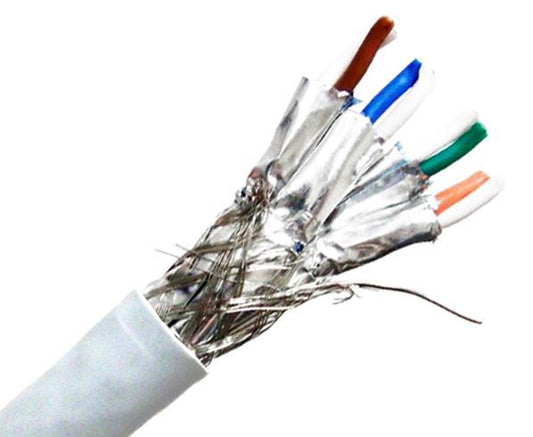 CAT7 Bulk Ethernet Cable, 10G Indoor Dual Shielded Solid Copper S/FTP CMR, 23 AWG 1000FT, WH