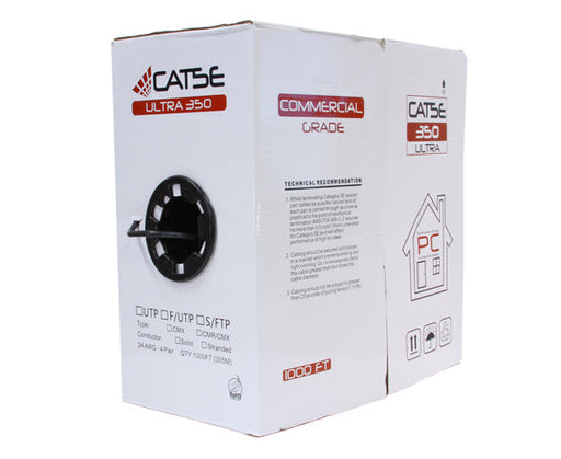 CAT5E Outdoor Bulk Ethernet Cable, Direct Burial Solid Copper UTP CMX, 24 AWG