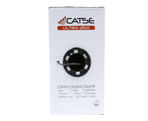 CAT5E Outdoor Bulk Ethernet Cable, Direct Burial Solid Copper UTP CMX, 24 AWG