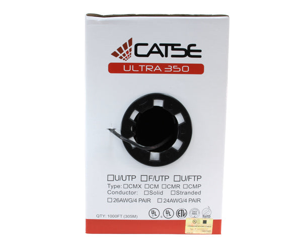 CAT5E Riser Bulk Ethernet Cable, CMR UL Listed Solid Copper UTP, 24 AWG 1000FT