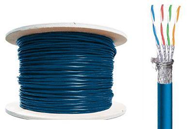 CAT7 Bulk Ethernet Cable, 10G Indoor Dual Shielded Solid Copper S/FTP CMR, 23 AWG 1000FT, BL