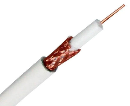 RG59 Coaxial Cable - CCTV - 20 AWG BC, 95% CCA Braid Shielding, 1000ft, Black or White