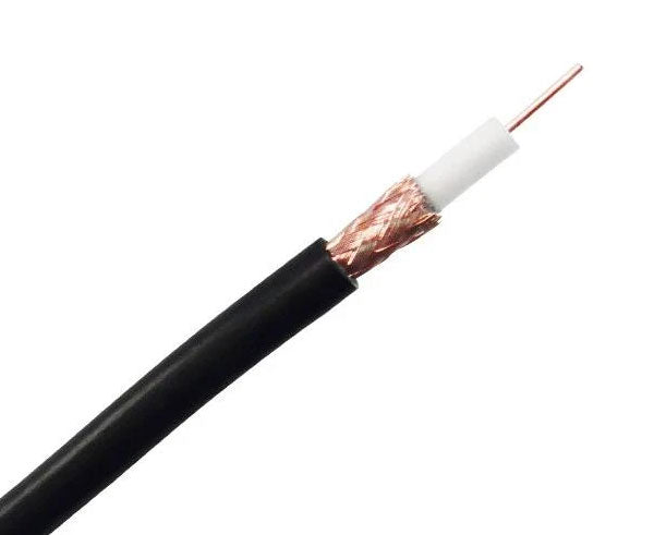 RG59 Coaxial Cable - CCTV - 20 AWG BC, 95% CCA Braid Shielding, 1000ft, Black or White