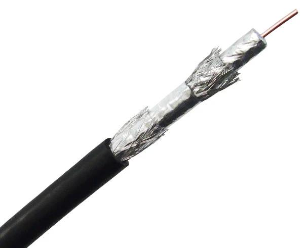 RG6, Coaxial Cable, Quad Shielded Riser CMR, 18 AWG Solid CCS Conductor, AL Foil Shield, 60%/40% Aluminum Braid Shield, 1,000'