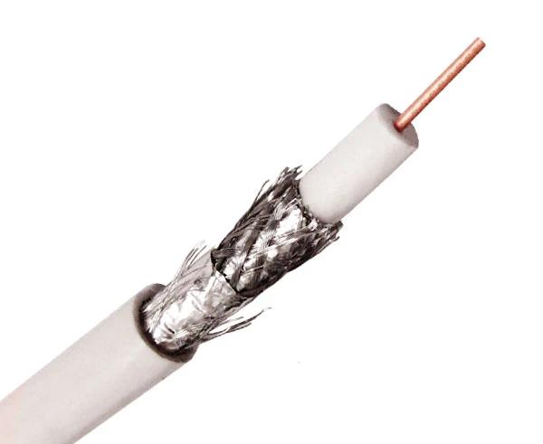 RG6, Coaxial Cable, Quad Shielded Riser CMR, 18 AWG Solid CCS Conductor, AL Foil Shield, 60%/40% Aluminum Braid Shield, 1,000'