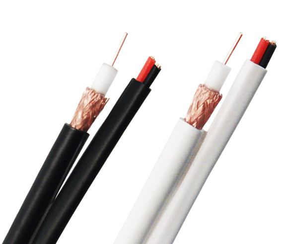 RG59 Siamese Coaxial Cable, CCTV, 20 AWG BC, 95% CCA Braid, 18/2 Stranded BC