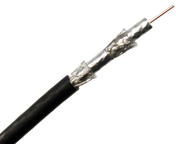 RG6 Coaxial Cable, CATV Quad Shield Riser CMR, 18 AWG BC, 100% AL Foil Shield, 60%/40% AL Braid, 1,000'