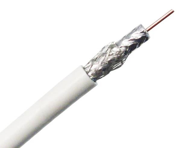 RG6 Coaxial Cable, Dual Shielded Riser CMR, 18 AWG BC, 100% Bonded AL Foil + 60% AL Braid, 1,000ft, Black or White