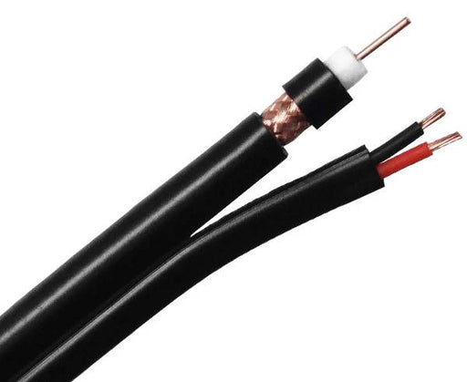 RG6 Coaxial Cable, Siamese, 18 AWG BC Conductor, 95% BC Braid, 18/2 Stranded BC,  500' or 1,000', Black