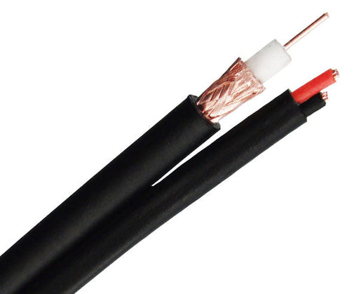 RG59 Siamese Direct Burial Coaxial Cable, CCTV, 20 AWG BC, 95% BC Braid, 18/2 Stranded BC