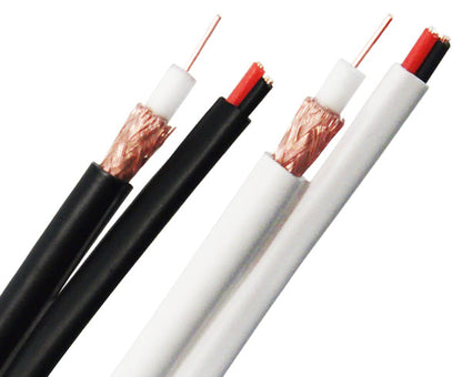 RG59 Siamese Coaxial Cable, CCTV, 20 AWG BC, 95% BC Braid, 18/2 Stranded BC