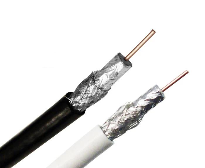 RG6 Coaxial Cable, Dual Shielded Riser CMR, 18 AWG BC, 100% Bonded AL Foil + 60% AL Braid, 1,000ft, Black or White