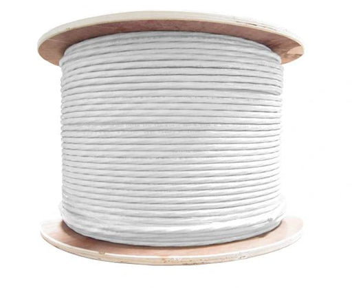 RG6 Coaxial Cable, Siamese CCTV Plenum CMP, 18 AWG BC Conductor, 18/2 AWG Stranded BC Conductors, 95% BC Braid, 1000ft, White