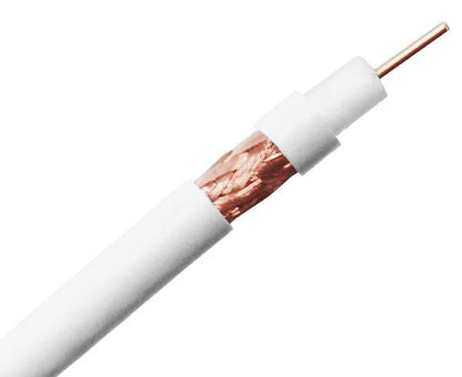 RG59 Plenum Coaxial Cable, CCTV, 20 AWG BC, 95% BC Braid, 1000', White