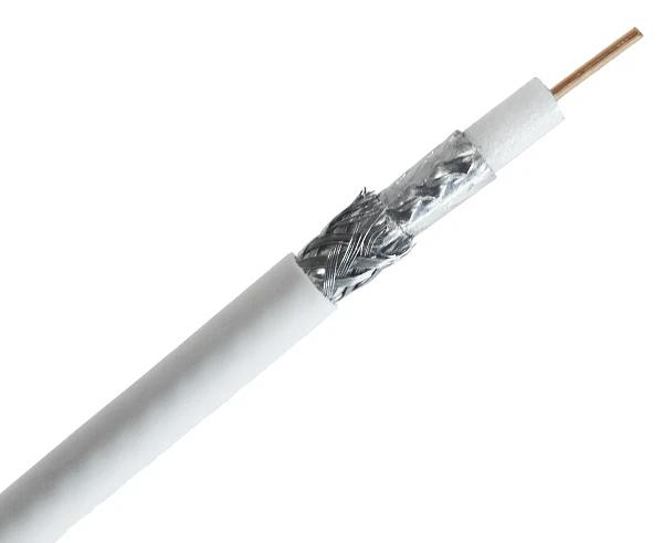 RG6 Dual Shield Plenum Coaxial Cable, 18 AWG BC, CMP, 90% AL Wire Braid & 100% AL Foil Shield, 1,000', White