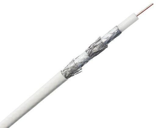 RG6 Coaxial Cable, Quad Shield Plenum, CMP, CATV, 18 AWG CCS, 70%/55% AL Wire Braid, White, 1000ft