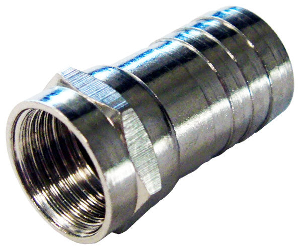 F-Type Hex Crimp-On RG6 Coax Cable Connector, Attached O-Ring