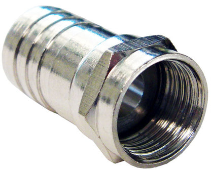 F-Type Hex Crimp-On RG6 Coax Cable Connector, Attached O-Ring