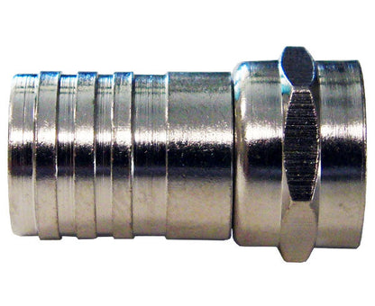 F-Type Hex Crimp-On RG6 Coax Cable Connector, Attached O-Ring