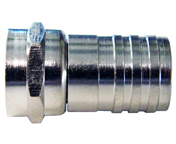 F-Type Hex Crimp-On RG6 Coax Cable Connector, Attached O-Ring