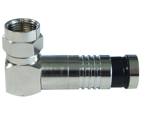 RG6 Coax Cable Connector Nickel SealSmart™ F-Type Compression, Right Angle