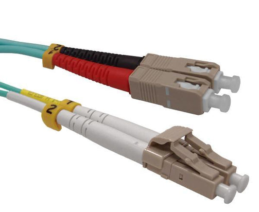 Fiber Optic Patch Cord, LC to SC, 10 Gig Multimode 50/125 OM3, Duplex, 1M