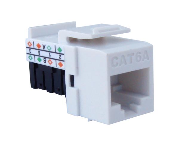 CAT6A Punch Down Keystone Jack, Unshielded 90-Degree, MIG+, High Density