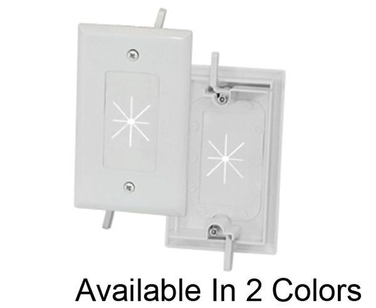 Feed-Through Wall Plate w/ Flexible Opening, Single Gang