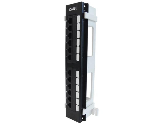 CAT5E Patch Panel, 12 Port, Vertical Mount, Deep 89D Bracket