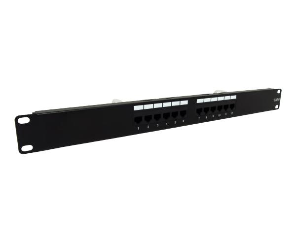 CAT6 Patch Panel, 12 Port, 1U Rack Mount