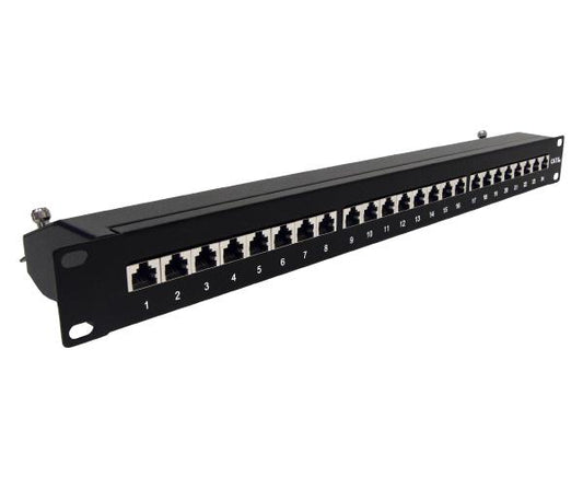 Shielded CAT6A Patch Panel, 24 Port, 1U Rack Mount