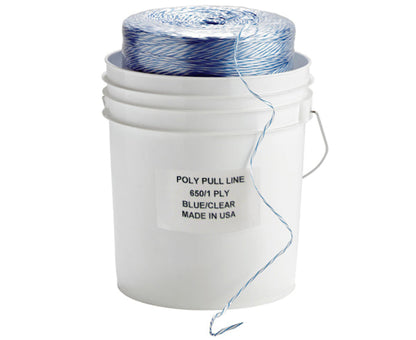 Poly Pull Line Spiral Wrapped Pulling Twine, Blue/White, 6,500' In A Bucket