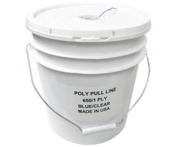 Poly Pull Line Spiral Wrapped Pulling Twine, Blue/White, 6,500' In A Bucket