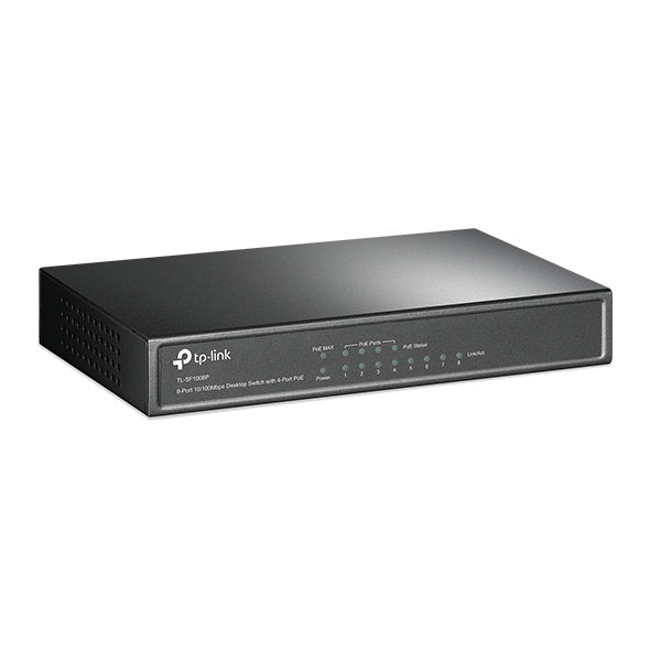 Unmanaged 8 Port Ethernet Switch with 4 PoE Ports, 10/100Mbps